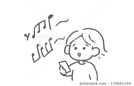 圖:一個女孩正在用智慧型手機聽音樂 圖:一個女孩正在用智慧型手機聽音樂 139081544