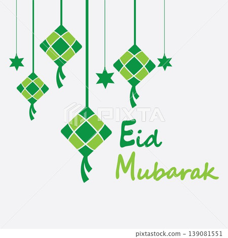 Eid mubarak background with ketupat,crescent and stars for celebrate eid ul fitr or eid ul adha - Vector illustration Eid mubarak background with ketupat,crescent and stars for celebrate eid ul fitr or eid ul adha - Vector illustration 139081551