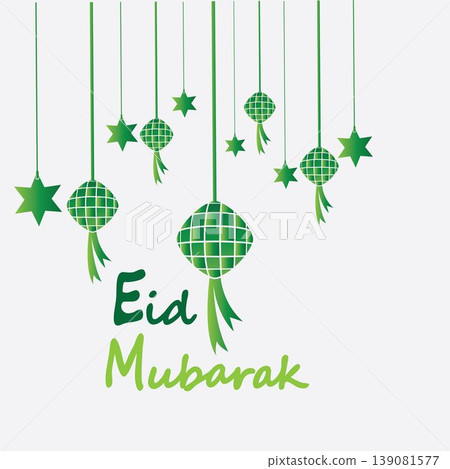 Eid mubarak background with ketupat,crescent and stars for celebrate eid ul fitr or eid ul adha - Vector illustration Eid mubarak background with ketupat,crescent and stars for celebrate eid ul fitr or eid ul adha - Vector illustration 139081577