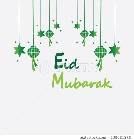 Eid mubarak background with ketupat,crescent and stars for celebrate eid ul fitr or eid ul adha - Vector illustration Eid mubarak background with ketupat,crescent and stars for celebrate eid ul fitr or eid ul adha - Vector illustration 139081578