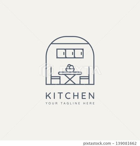 kitchen furniture minimalist lien art logo icon kitchen furniture minimalist lien art logo icon 139081662