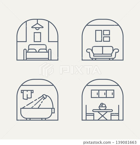 set of furniture minimalist line art logo icon set of furniture minimalist line art logo icon 139081663
