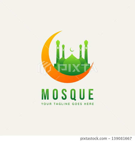 mosque and creased moon minimalist flat logo icon mosque and creased moon minimalist flat logo icon 139081667