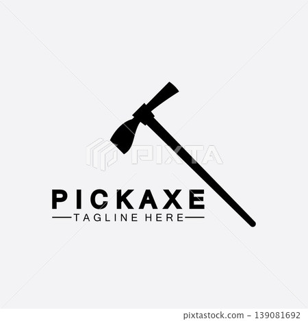 Pickaxe Logo Vector icon symbol illustration Design template, Mining Concept With Silhouette,Mining Logo, Pickaxe Logo 139081692