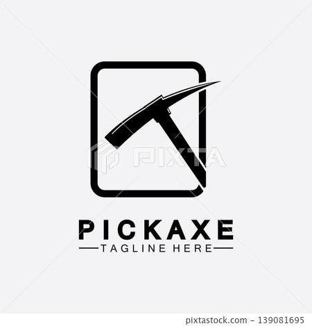 Pickaxe Logo Vector icon symbol illustration Design template, Mining Concept With Silhouette,Mining Logo, Pickaxe Logo 139081695