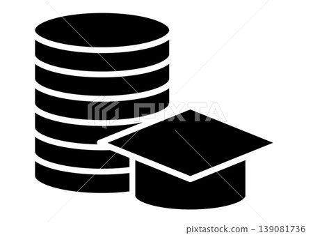 學生貸款圖像圖標，獎學金，教育，黑白向量圖 139081736