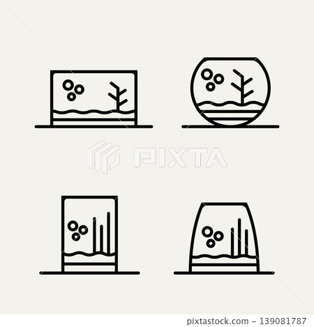 set of glass aquarium minimalist line art logo set of glass aquarium minimalist line art logo 139081787