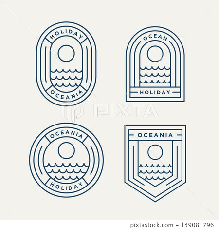 set of ocean summer minimalist line art logo icon set of ocean summer minimalist line art logo icon 139081796