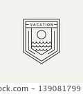 ocean vacation minimalist line art emblem logo 139081799
