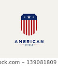 american shield minimalist badge logo icon design 139081809