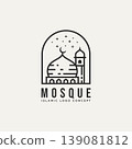 mosque minimalist line art badge logo icon design 139081812