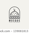 mosque dome minimalist line art badge logo icon 139081813