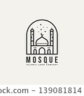 isolated mosque minimalist line art badge logo 139081814