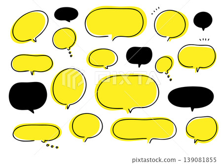 A simple set of speech bubbles in yellow and black. A simple set of speech bubbles in yellow and black. 139081855