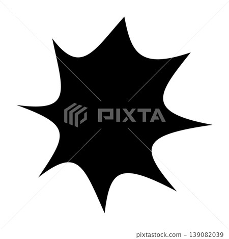 Black starburst icon silhouette. Irregular sharp burst shape for comic design or promotion. Exploding comic speech bubbles and spark element. Vector illustration 139082039