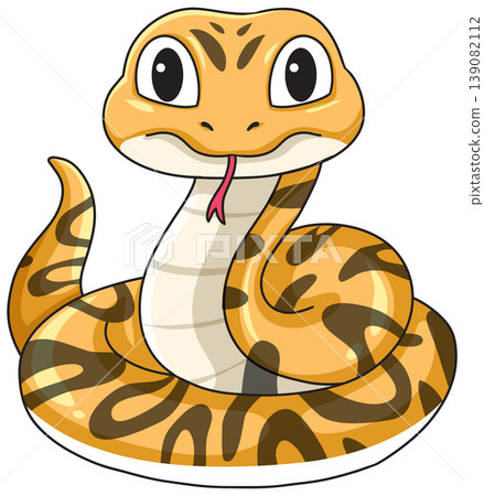 Cute Cartoon Yellow Snake Vector Illustration with Brown Spots Cute Cartoon Yellow Snake Vector Illustration with Brown Spots 139082112