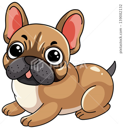 Cute Brown French Bulldog Puppy Vector Illustration on White Background 139082132