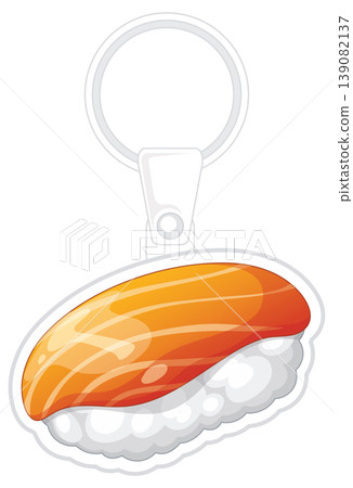 Salmon Nigiri Sushi Keychain Vector Illustration on White Background Salmon Nigiri Sushi Keychain Vector Illustration on White Background 139082137
