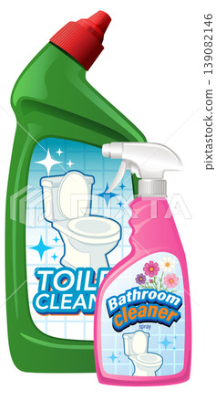 Toilet and Bathroom Cleaner Bottles Vector Illustration 139082146