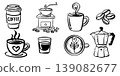 Coffee Shop Hand Drawn Doodle Vector Elements Set. 139082677