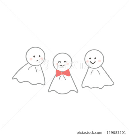 Illustration of a teru bozu (weather doll), rainy season theme, rainy day, rainy season, clouds and rainbow, sunny. Illustration of a teru bozu (weather doll), rainy season theme, rainy day, rainy season, clouds and rainbow, sunny. 139083201