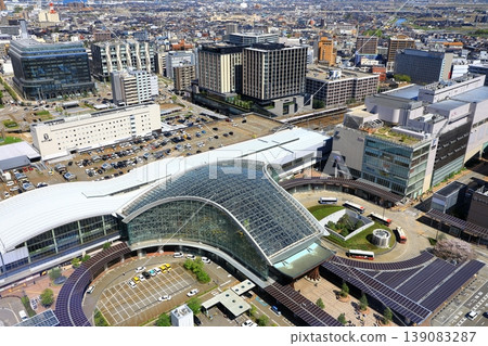 Kanazawa Station (Tsuzumi Gate and Motenashi Dome) and cityscape Kanazawa Station (Tsuzumi Gate and Motenashi Dome) and cityscape 139083287
