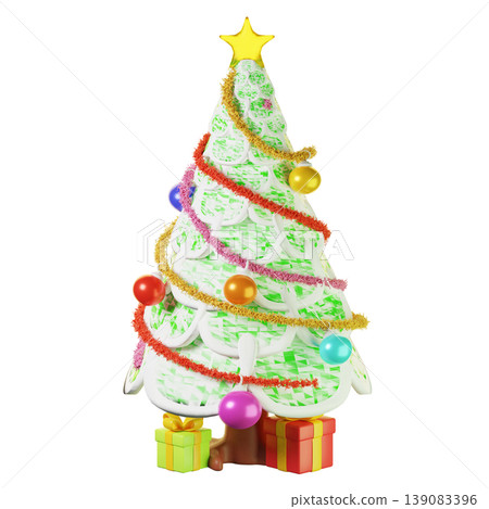 3d icon Christmas tree with gifts 139083396