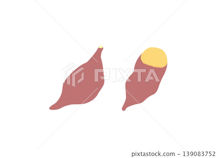 An illustration of a baked sweet potato with an orange cross-section. 139083752