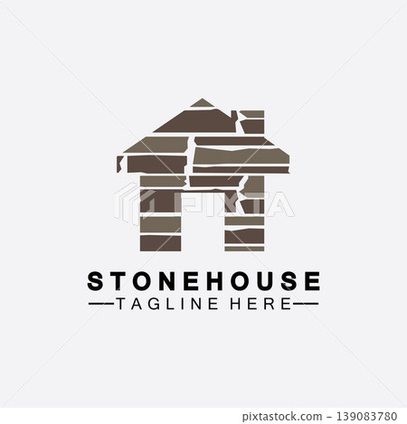 Stone house hipster vintage logo vector icon illustration design,brick house logo vector illustration design template Stone house hipster vintage logo vector icon illustration design,brick house logo vector illustration design template 139083780