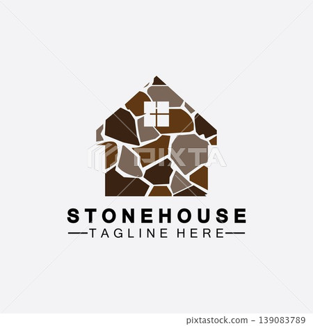 Stone house hipster vintage logo vector icon illustration design,brick house logo vector illustration design template Stone house hipster vintage logo vector icon illustration design,brick house logo vector illustration design template 139083789
