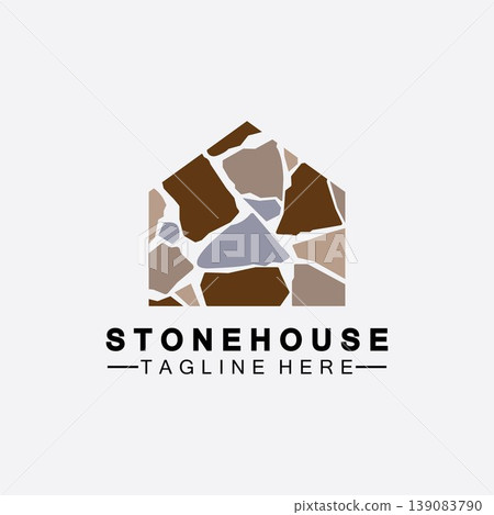 Stone house hipster vintage logo vector icon illustration design,brick house logo vector illustration design template Stone house hipster vintage logo vector icon illustration design,brick house logo vector illustration design template 139083790