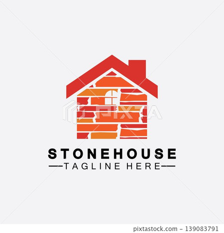 Stone house hipster vintage logo vector icon illustration design,brick house logo vector illustration design template Stone house hipster vintage logo vector icon illustration design,brick house logo vector illustration design template 139083791