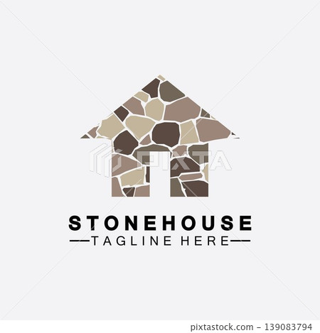 Stone house hipster vintage logo vector icon illustration design,brick house logo vector illustration design template Stone house hipster vintage logo vector icon illustration design,brick house logo vector illustration design template 139083794