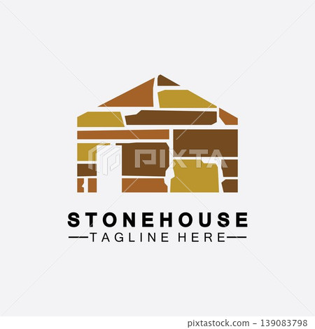 Stone house hipster vintage logo vector icon illustration design,brick house logo vector illustration design template Stone house hipster vintage logo vector icon illustration design,brick house logo vector illustration design template 139083798