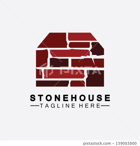 Stone house hipster vintage logo vector icon illustration design,brick house logo vector illustration design template Stone house hipster vintage logo vector icon illustration design,brick house logo vector illustration design template 139083800