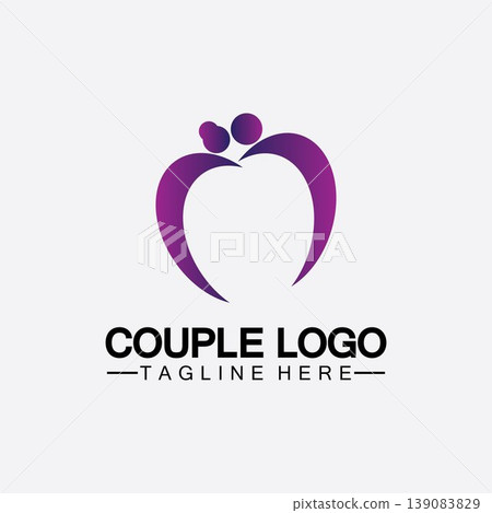 people with love couple vector logo icon  symbol vector. This also represents married couple, husband & wife, bride and bridegroom, live-in partners, lovers, romantic couple, pair 139083829