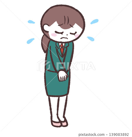 Illustration of a female office worker apologizing Illustration of a female office worker apologizing 139083892