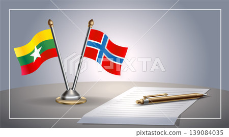 Small national flag of Myanmar and Norway flag Relation, Template Vector Illustration 139084035