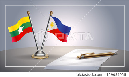 Small national flag of Myanmar and Philippines flag Relation, Template Vector Illustration 139084036