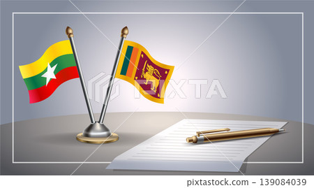 Small national flag of Myanmar and Sri Lanka flag Relation, Template Vector Illustration Small national flag of Myanmar and Sri Lanka flag Relation, Template Vector Illustration 139084039