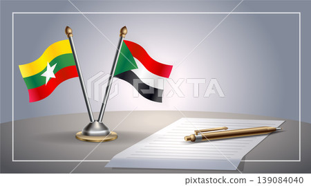 Small national flag of Myanmar and Sudan flag Relation, Template Vector Illustration Small national flag of Myanmar and Sudan flag Relation, Template Vector Illustration 139084040