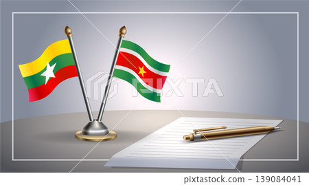 Small national flag of Myanmar and Suriname flag Relation, Template Vector Illustration Small national flag of Myanmar and Suriname flag Relation, Template Vector Illustration 139084041