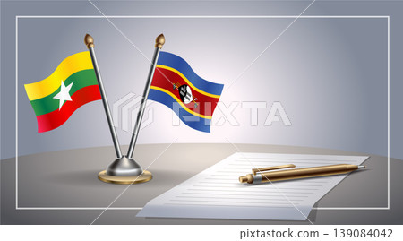 Small national flag of Myanmar and Swaziland flag Relation, Template Vector Illustration Small national flag of Myanmar and Swaziland flag Relation, Template Vector Illustration 139084042