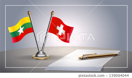 Small national flag of Myanmar and Switzerland flag Relation, Template Vector Illustration Small national flag of Myanmar and Switzerland flag Relation, Template Vector Illustration 139084044