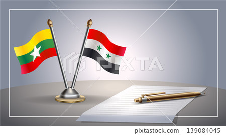 Small national flag of Myanmar and Syria flag Relation, Template Vector Illustration Small national flag of Myanmar and Syria flag Relation, Template Vector Illustration 139084045