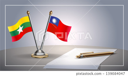 Small national flag of Myanmar and Taiwan flag Relation, Template Vector Illustration Small national flag of Myanmar and Taiwan flag Relation, Template Vector Illustration 139084047