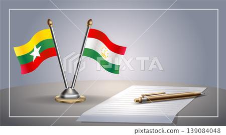 Small national flag of Myanmar and Tajikistan flag Relation, Template Vector Illustration Small national flag of Myanmar and Tajikistan flag Relation, Template Vector Illustration 139084048