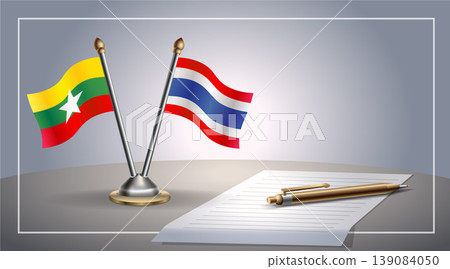 Small national flag of Myanmar and Thailand flag Relation, Template Vector Illustration Small national flag of Myanmar and Thailand flag Relation, Template Vector Illustration 139084050