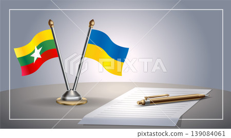 Small national flag of Myanmar and Ukraine flag Relation, Template Vector Illustration Small national flag of Myanmar and Ukraine flag Relation, Template Vector Illustration 139084061