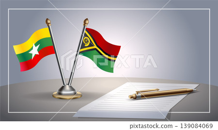 Small national flag of Myanmar and Vanuatu flag Relation, Template Vector Illustration Small national flag of Myanmar and Vanuatu flag Relation, Template Vector Illustration 139084069